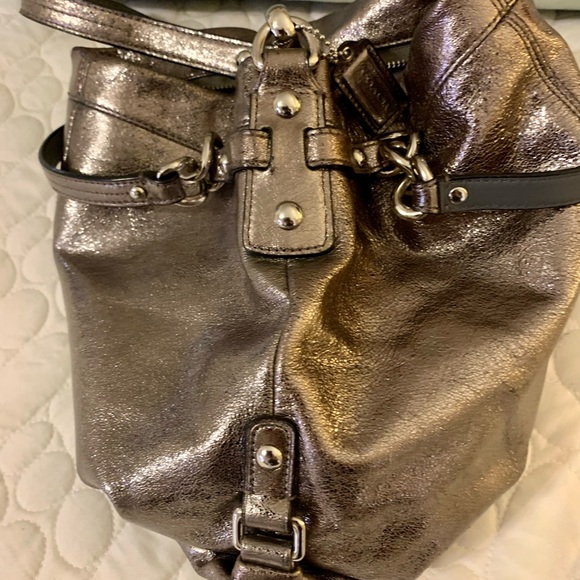 SOLD. Beautiful Coach Leather Metallic Hobo and wallet - Picture 6 of 14